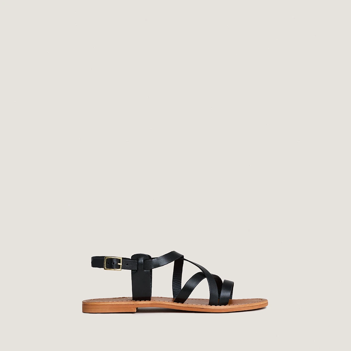Nu-pieds à brides en cuir noir | WISCHIA | Jonak
