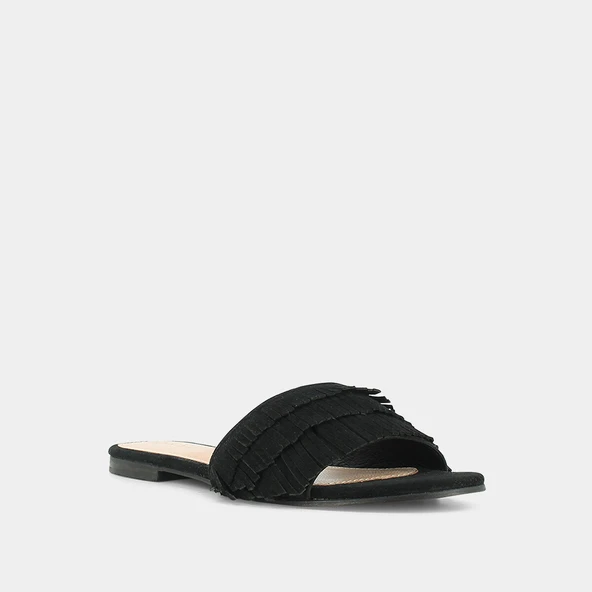 Mules en velours noir &agrave; franges | WENDY | Jonak