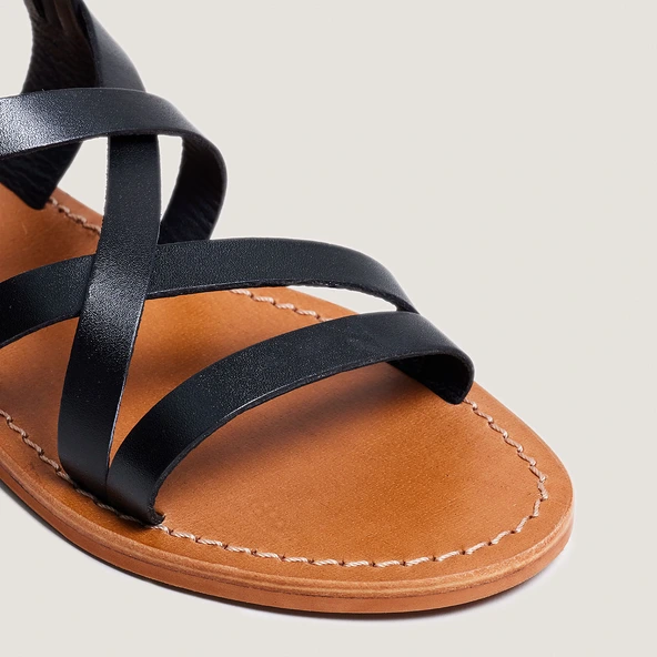 Nu-pieds à brides en cuir noir | WISCHIA | Jonak