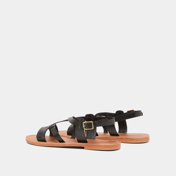 Nu-pieds à brides en cuir noir | WISCHIA | Jonak