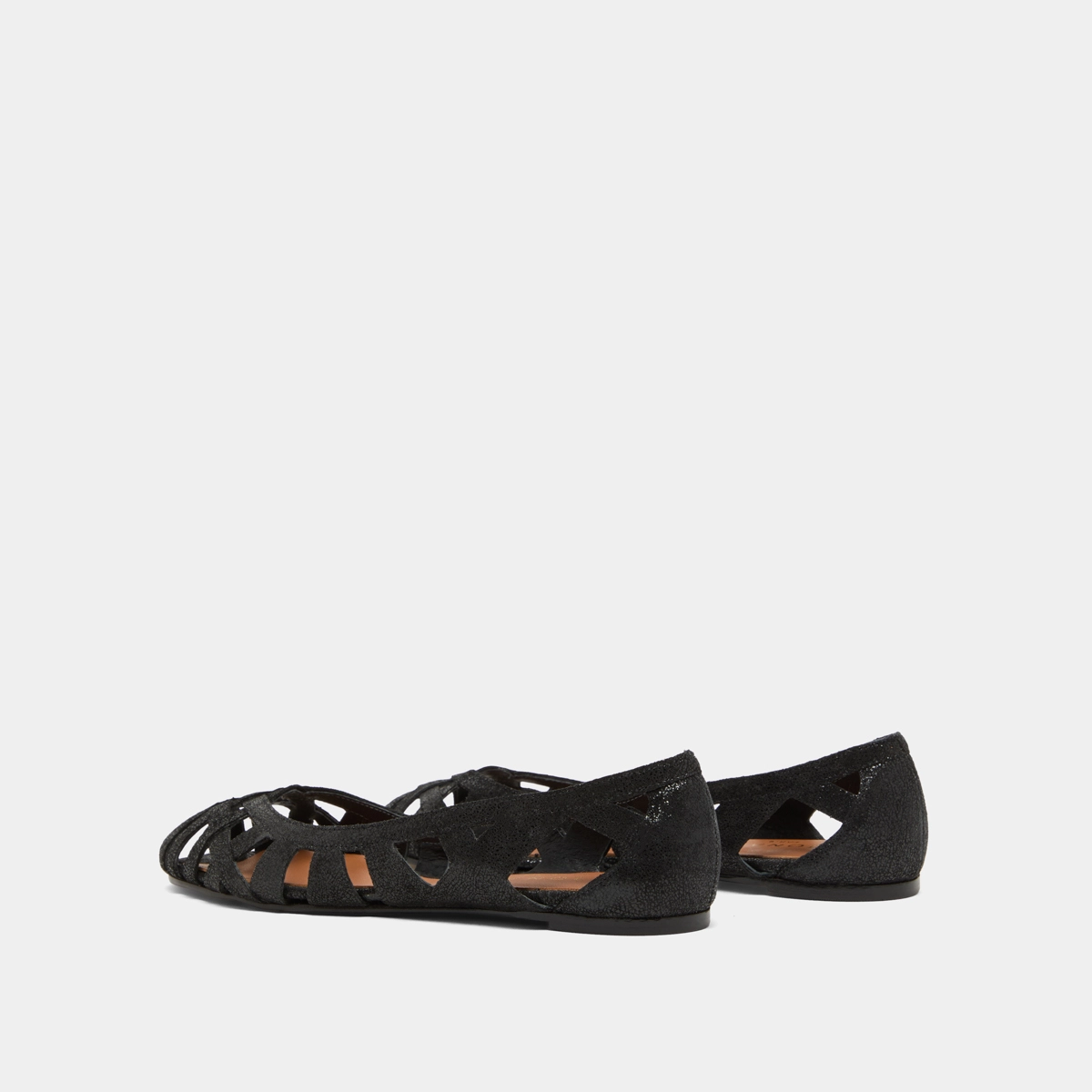 Ballerines ajourées en croûte laminée noire | DERAY | Jonak