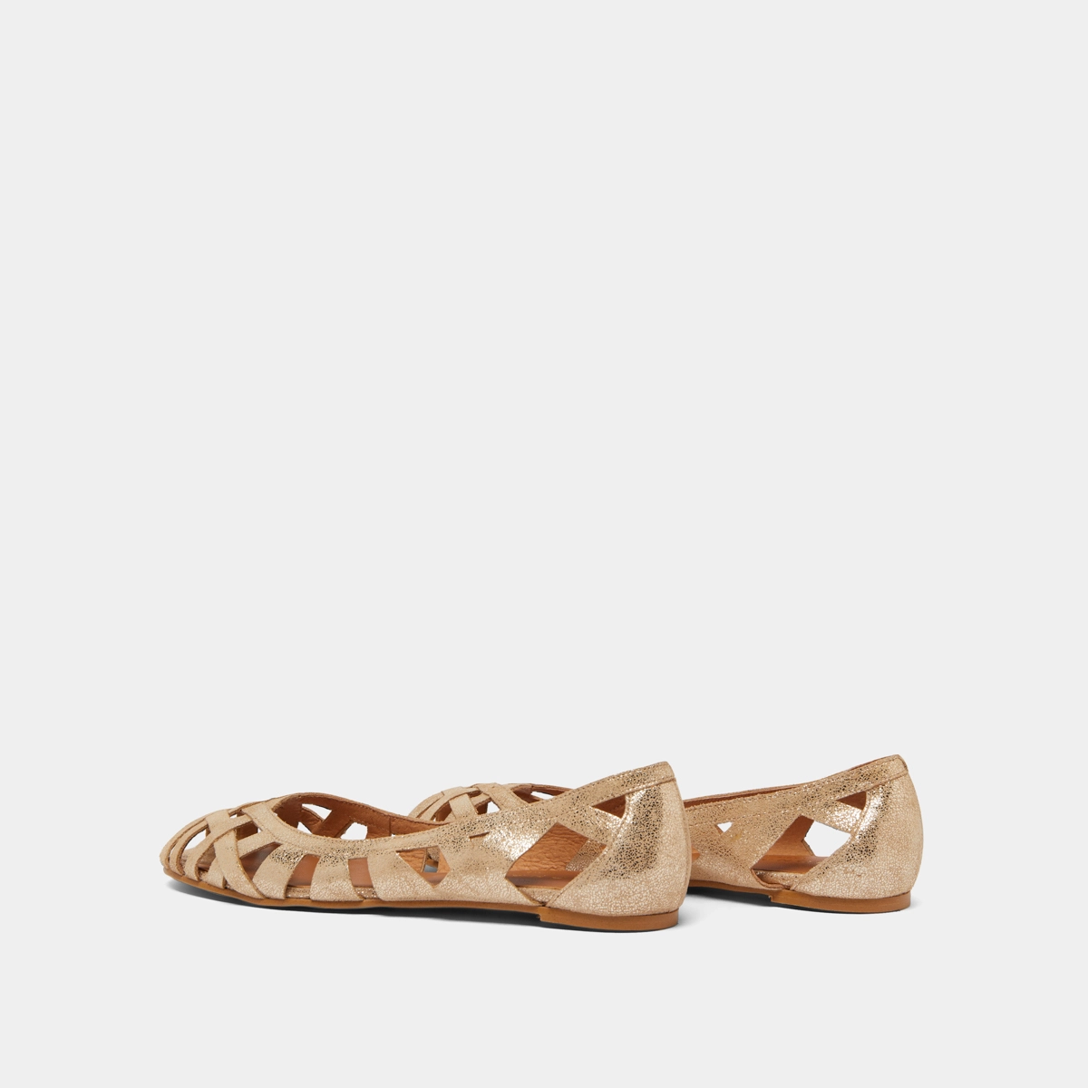 Ballerines ajourées en croûte laminée platine | DERAY | Jonak