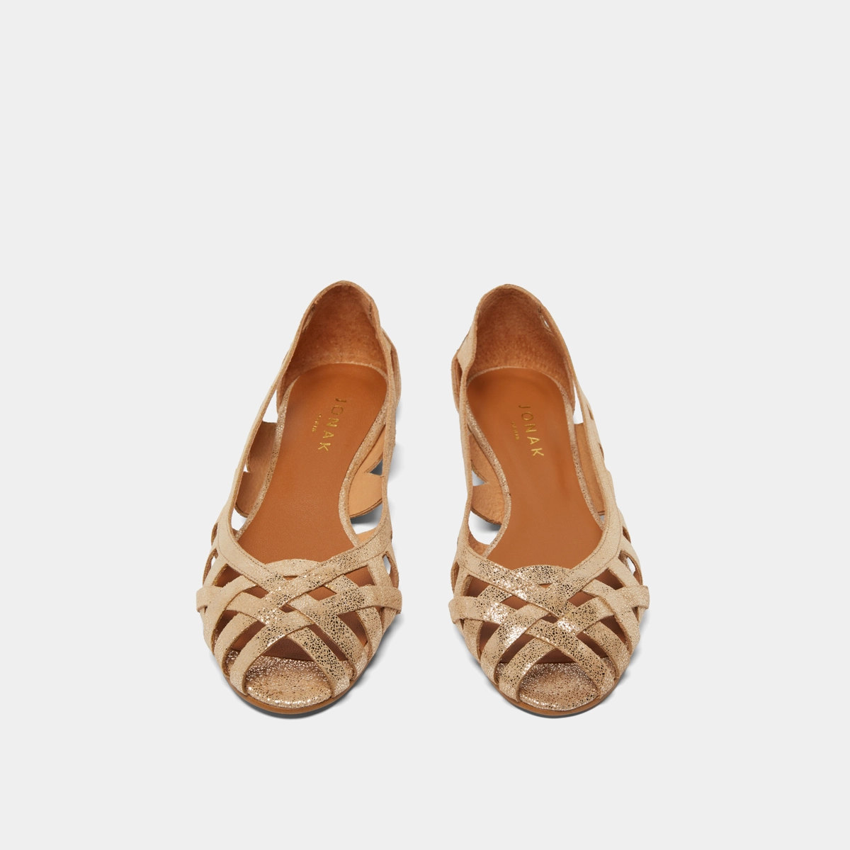 Ballerines ajourées en croûte laminée platine | DERAY | Jonak