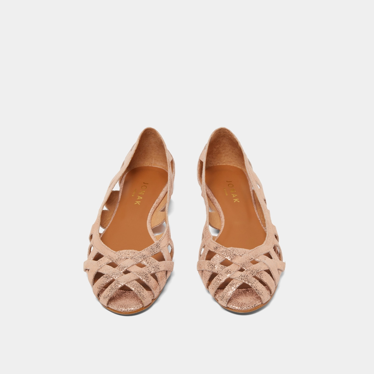 Ballerines ajourées en croûte laminée cuivre | DERAY | Jonak