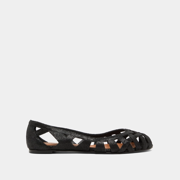 Ballerines ajourées en croûte laminée noire | DERAY | Jonak