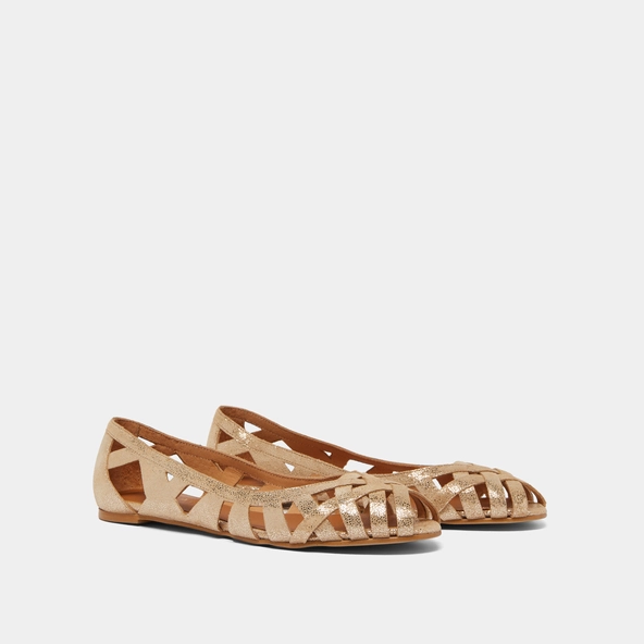 Ballerines ajourées en croûte laminée platine | DERAY | Jonak