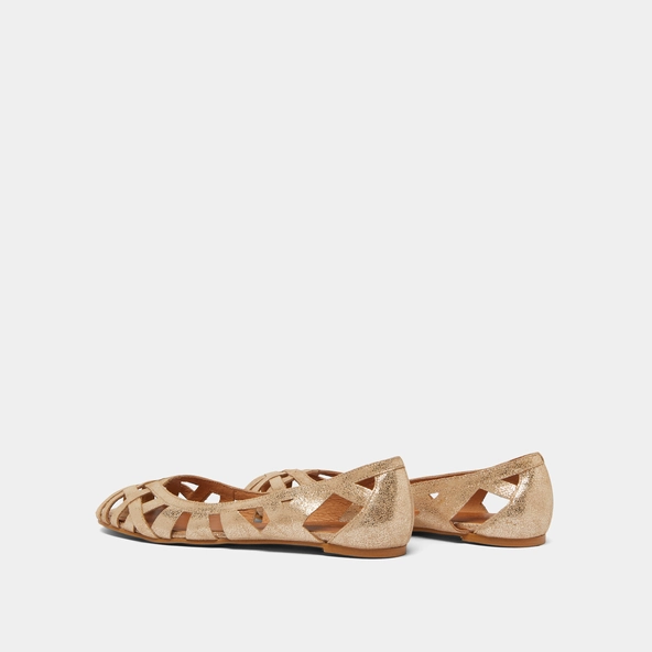 Ballerines ajourées en croûte laminée platine | DERAY | Jonak