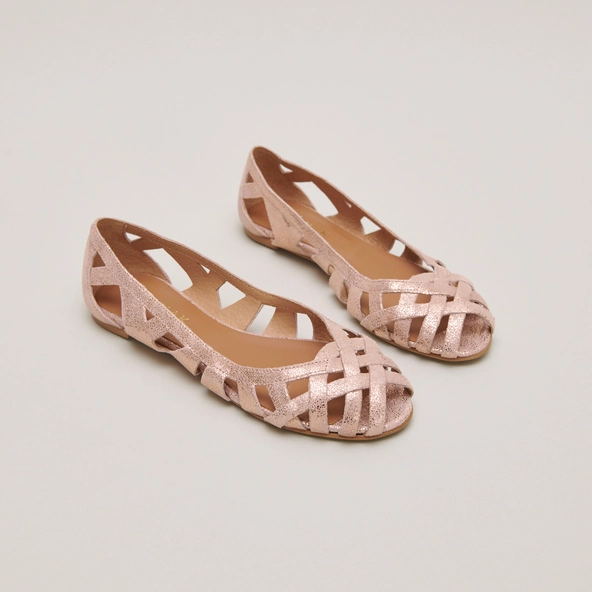 Ballerines ajourées en croûte laminée cuivre | DERAY | Jonak
