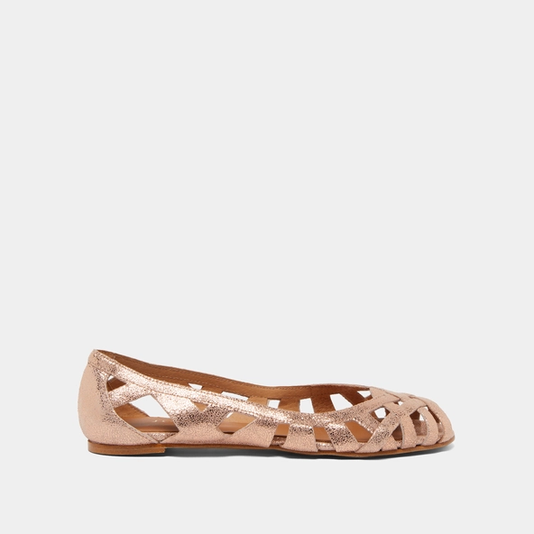 Ballerines ajourées en croûte laminée cuivre | DERAY | Jonak