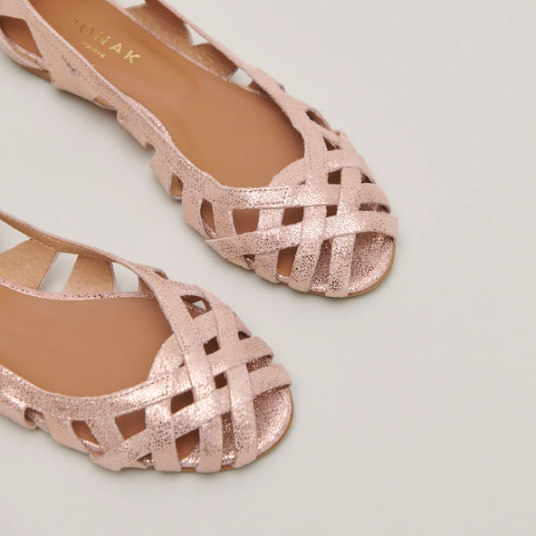 Ballerines ajourées en croûte laminée cuivre | DERAY | Jonak