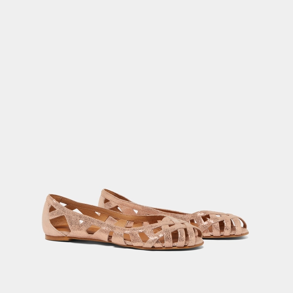 Ballerines ajourées en croûte laminée cuivre | DERAY | Jonak