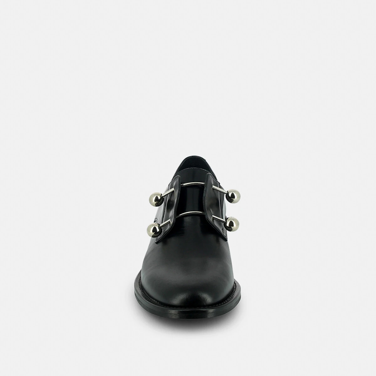 Richelieus à tiges métallisées et cabochons en cuir noir | DUTHEN | Jonak