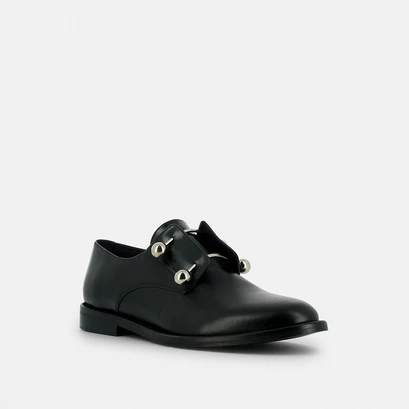 Richelieus à tiges métallisées et cabochons noir