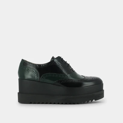 Derbies à plateforme vert/noir