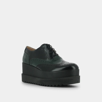 Derbies à plateforme vert/noir
