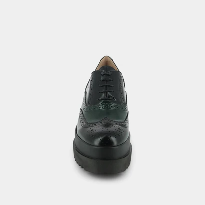 Derbies à plateforme vert/noir