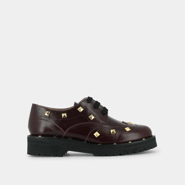 Derbies à clous en cuir bordeaux | AIVA | Jonak