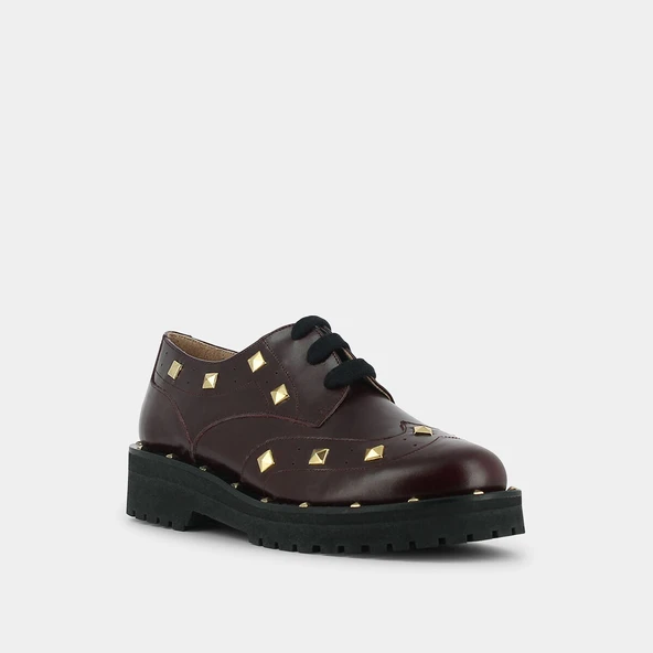 Derbies à clous en cuir bordeaux | AIVA | Jonak