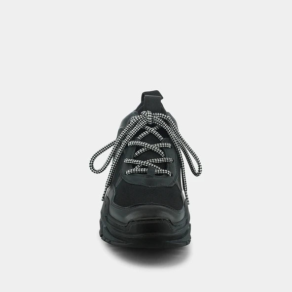 Basket dad shoes à semelle épaisse en cuir et textile noir | GASBY | Jonak