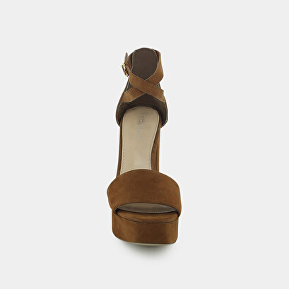 Sandales à talon et plateforme en velours camel | LEONARD | Jonak
