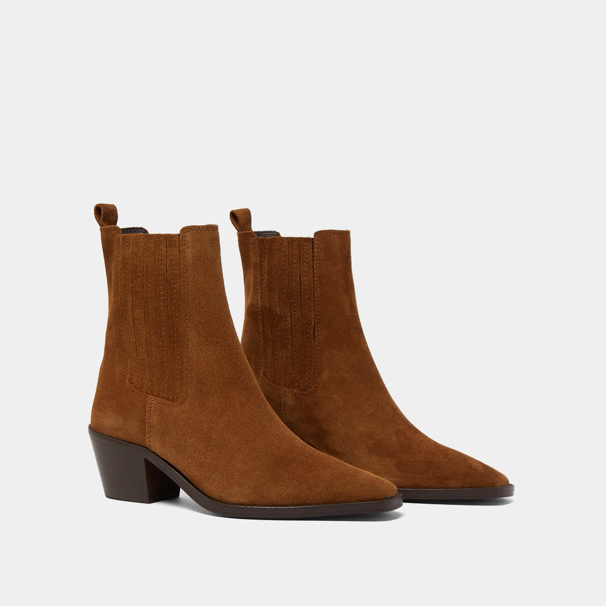 Bottines &agrave; talons et fronces en cro&ucirc;te marron | BIRMAN | Jonak