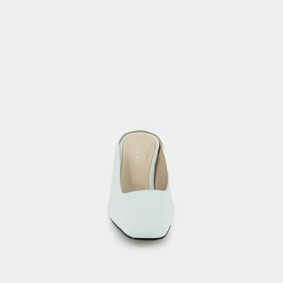 Mules &agrave; talons inclin&eacute;s en croco blanc | DJOHAN | Jonak
