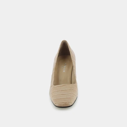 Escarpins &agrave; talons inclin&eacute;s en croco beige | DUNCHA | Jonak