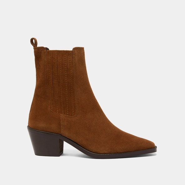 Bottines &agrave; talons et fronces en cro&ucirc;te marron | BIRMAN | Jonak