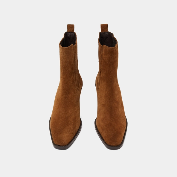 Bottines &agrave; talons et fronces en cro&ucirc;te marron | BIRMAN | Jonak