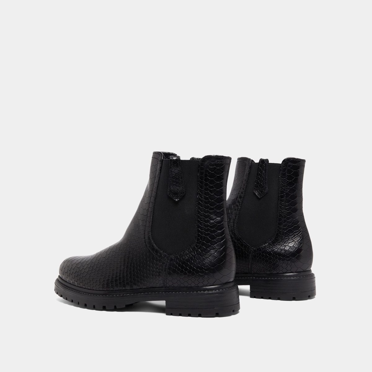 Boots à semelles crantées et élastiques en reptile noir | CANDIDE | Jonak