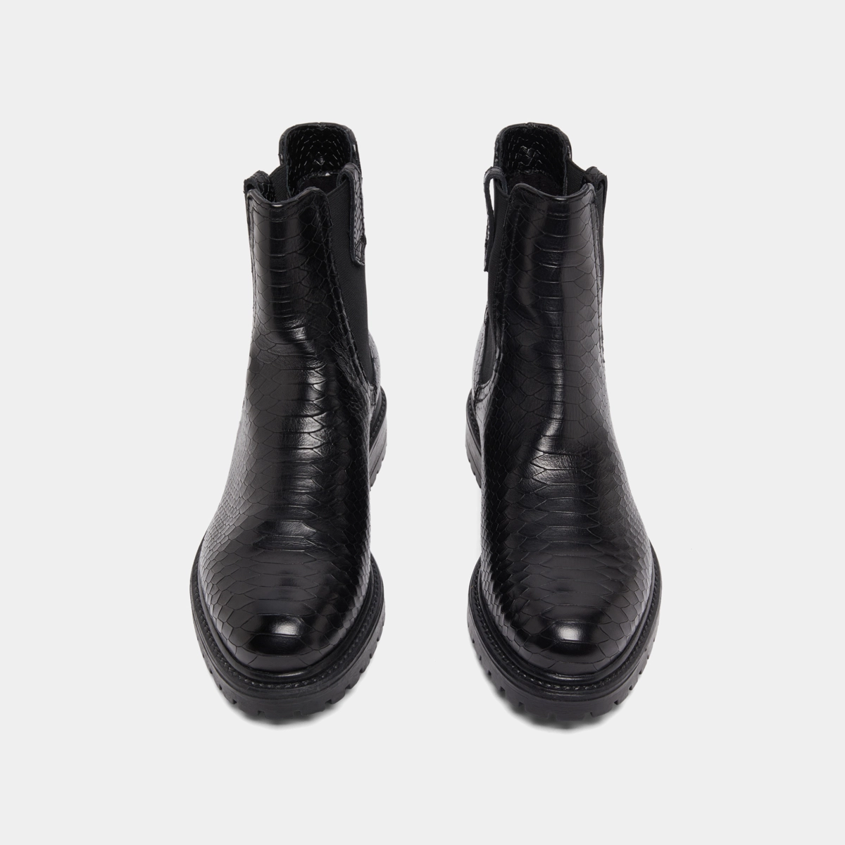 Boots à semelles crantées et élastiques en reptile noir | CANDIDE | Jonak