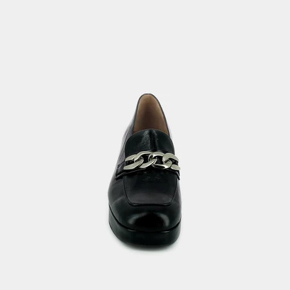 Mocassins &agrave; talon en cuir vieilli noir | VIANE | Jonak
