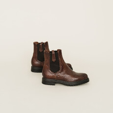 Boots &agrave; semelles crant&eacute;es et &eacute;lastiques cognac