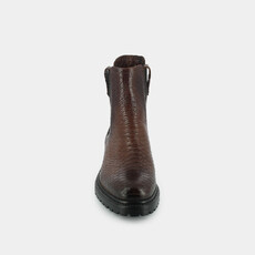 Boots &agrave; semelles crant&eacute;es et &eacute;lastiques cognac