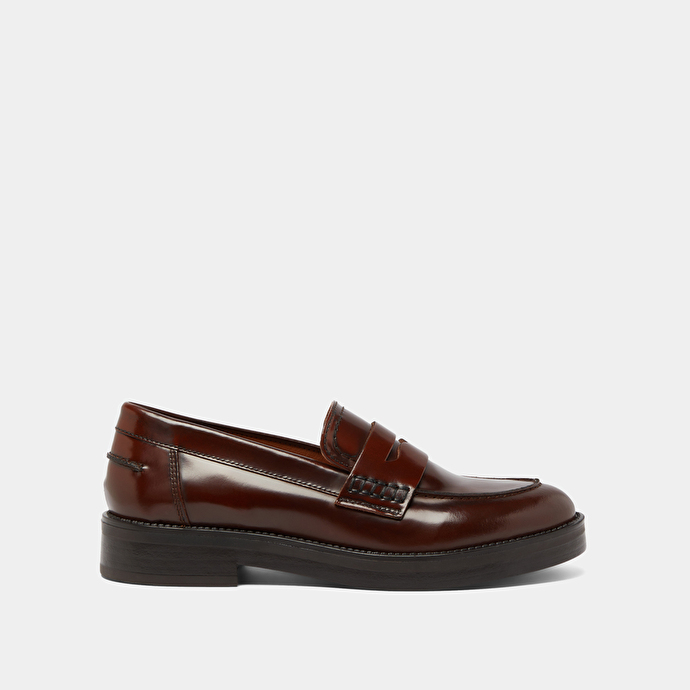 Mocassins à bouts ronds en cuir patiné marron | MIRNA | Jonak