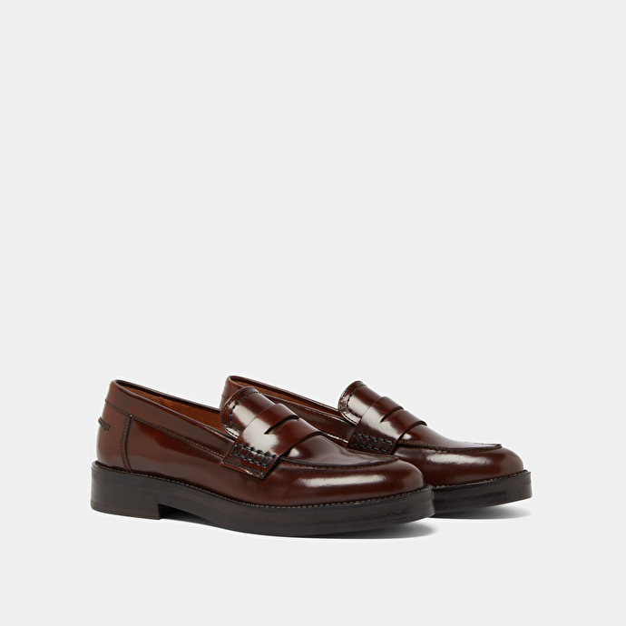Mocassins à bouts ronds en cuir patiné marron | MIRNA | Jonak