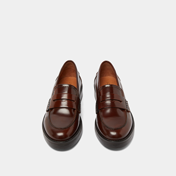 Mocassins à bouts ronds en cuir patiné marron | MIRNA | Jonak