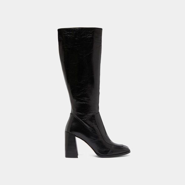 Bottes hautes &agrave; bouts carr&eacute;s en cuir brillant noir | VAUBANE | Jonak