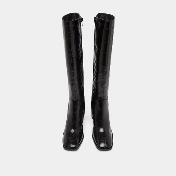 Bottes hautes &agrave; bouts carr&eacute;s en cuir brillant noir | VAUBANE | Jonak