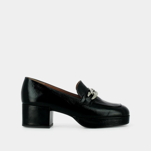 Mocassins &agrave; talon en cuir vieilli noir | VIANE | Jonak