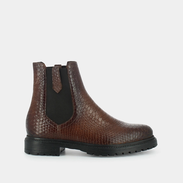 Bottines plates en reptile cognac | CANDIDE | Jonak