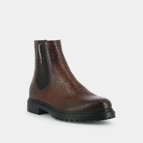 Bottines plates en reptile cognac | CANDIDE | Jonak