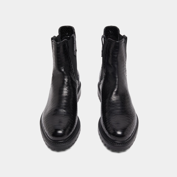 Boots à semelles crantées et élastiques en reptile noir | CANDIDE | Jonak