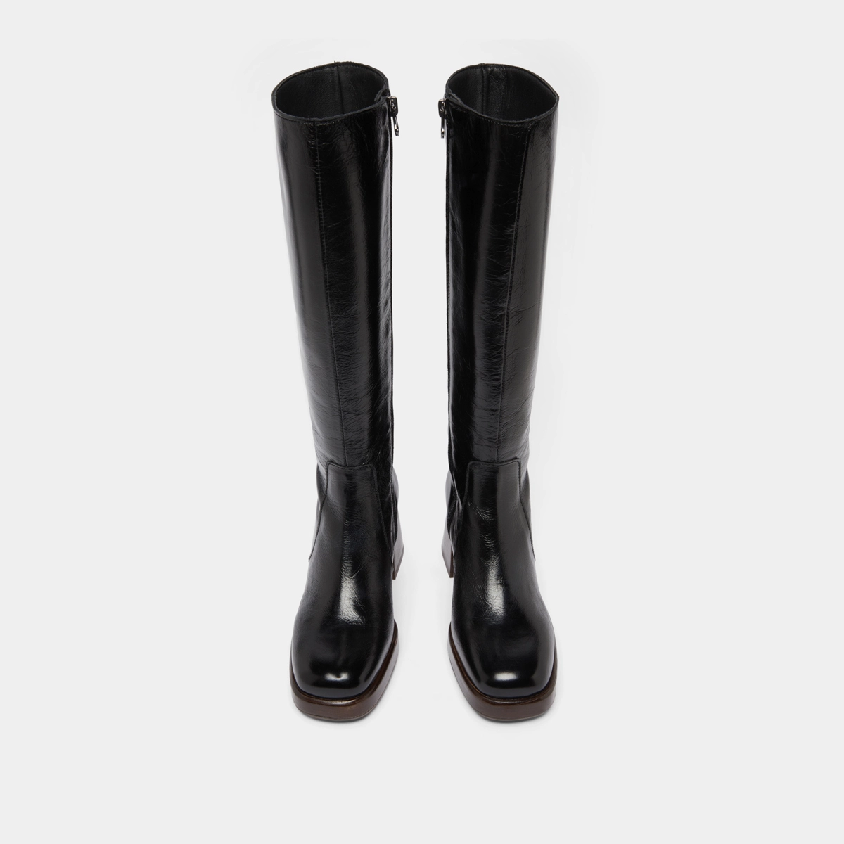 Bottes à plateformes en cuir vieilli noir | BETINA | Jonak