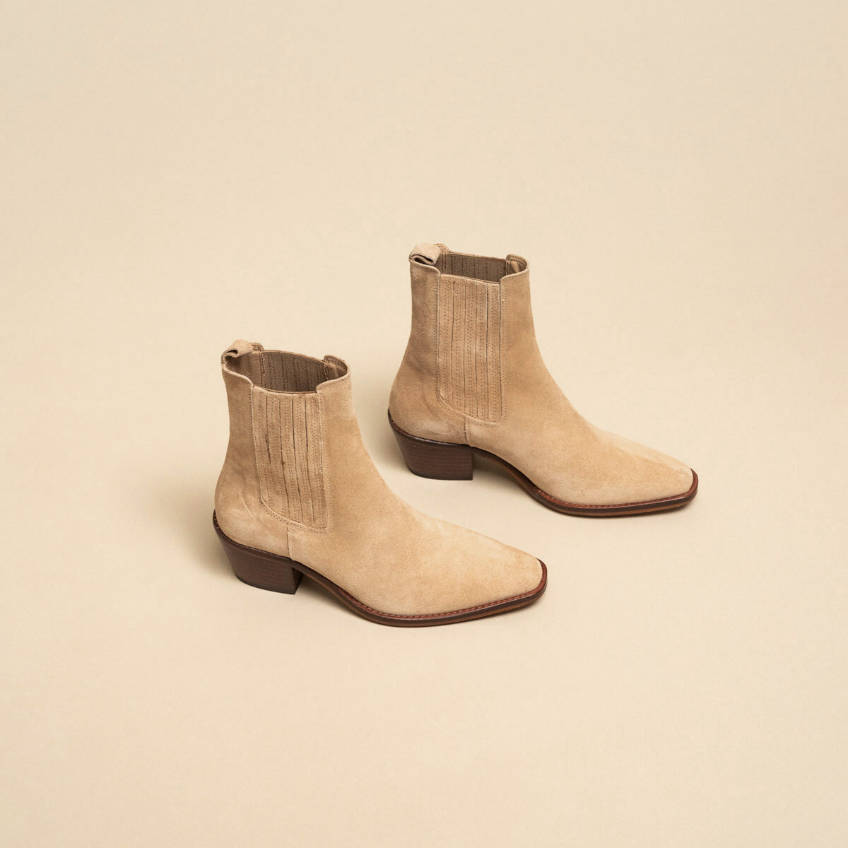 Bottines à talon et fronces Femme en croute beige | Jonak