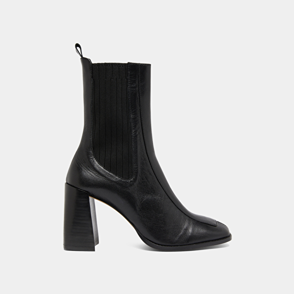 Bottines à talons hauts en cuir noir | vanti
