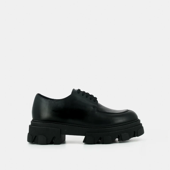 Derbies à semelles crantées en cuir noir | DEMER | Jonak