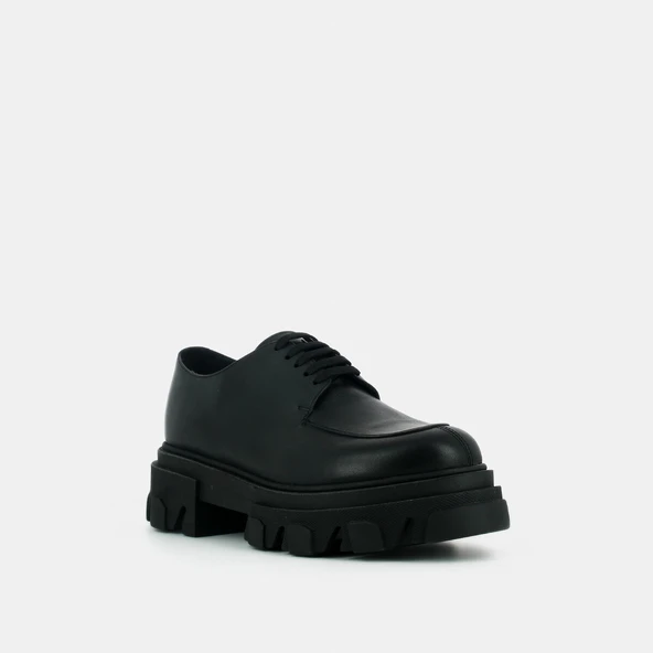 Derbies à semelles crantées en cuir noir | DEMER | Jonak