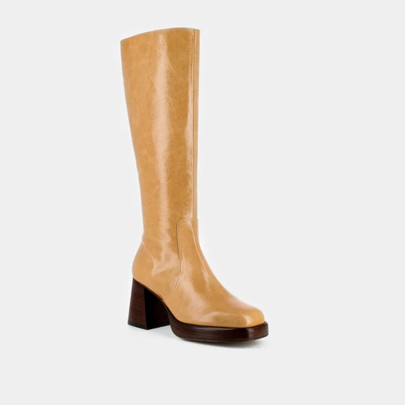 Bottes à plateforme en cuir vieilli camel | BETINA | Jonak
