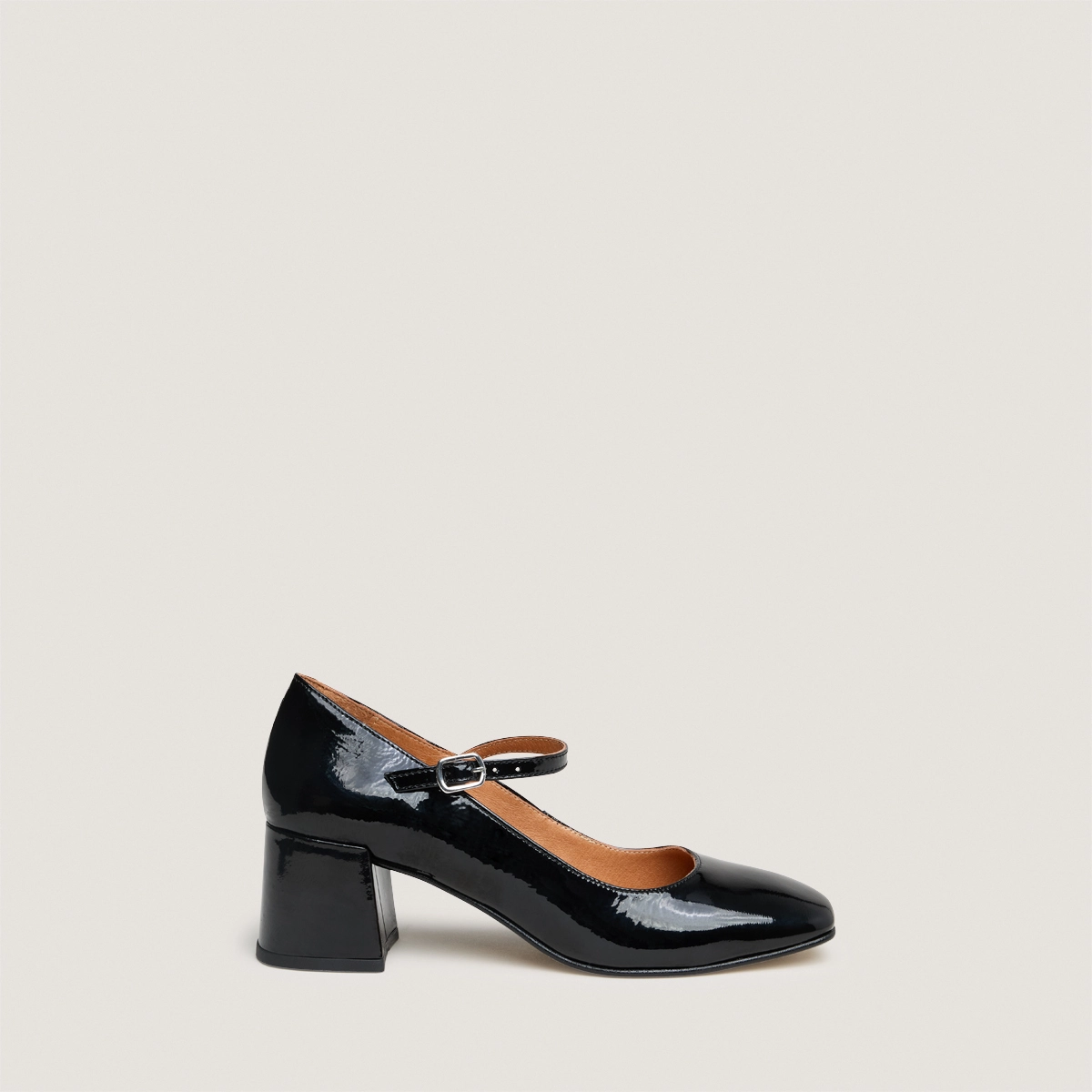 Babies &agrave; talons carr&eacute;s en cuir verni noir | ALIENOR | Jonak